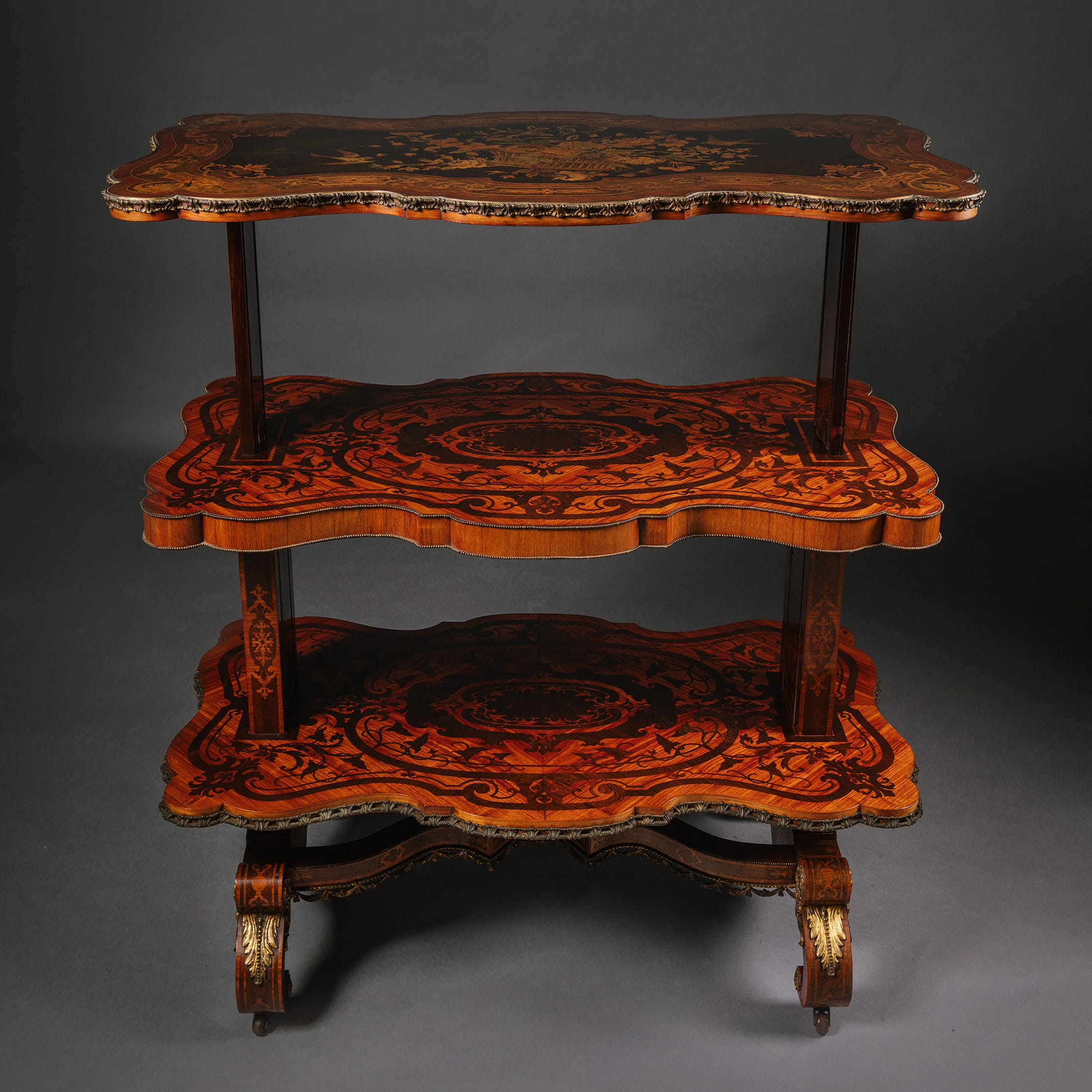 A Rare And Unusual Victorian Gilt-Bronze and Marquetry Metamorphic Table - Image 9