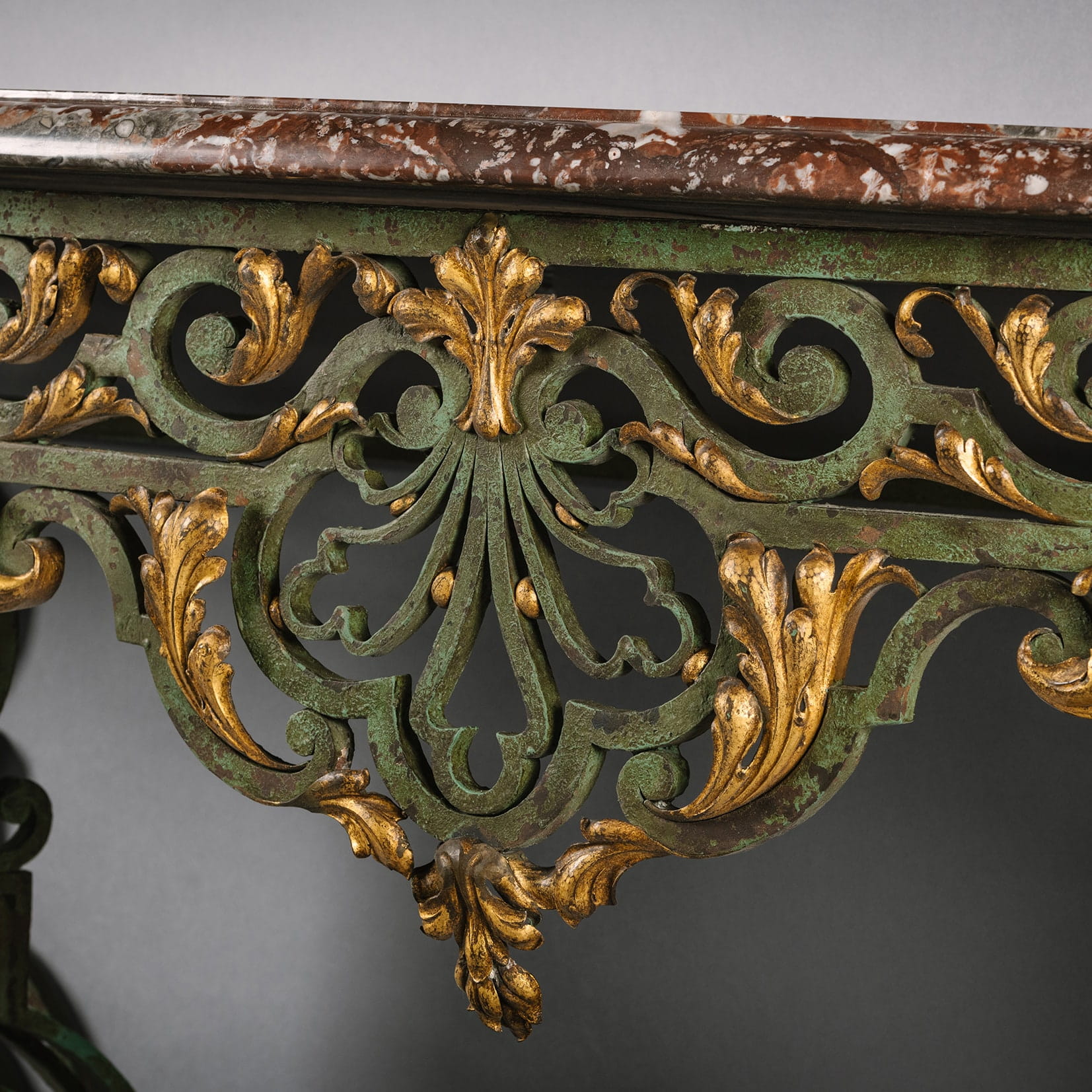 A Fine Louis XV Style Wrought Iron and Parcel Gilt Console d'Applique - Image 3