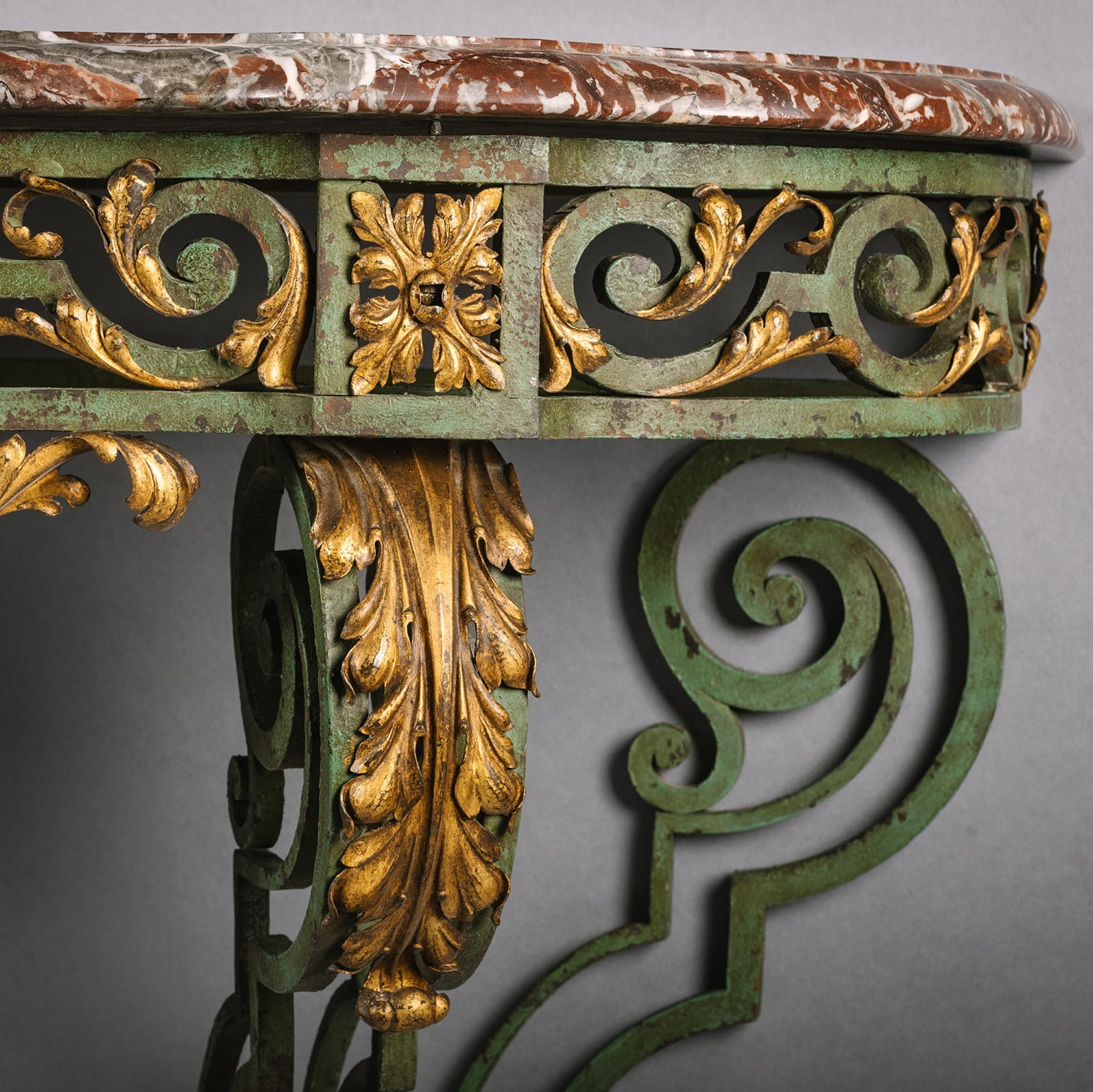 A Fine Louis XV Style Wrought Iron and Parcel Gilt Console d'Applique - Image 4