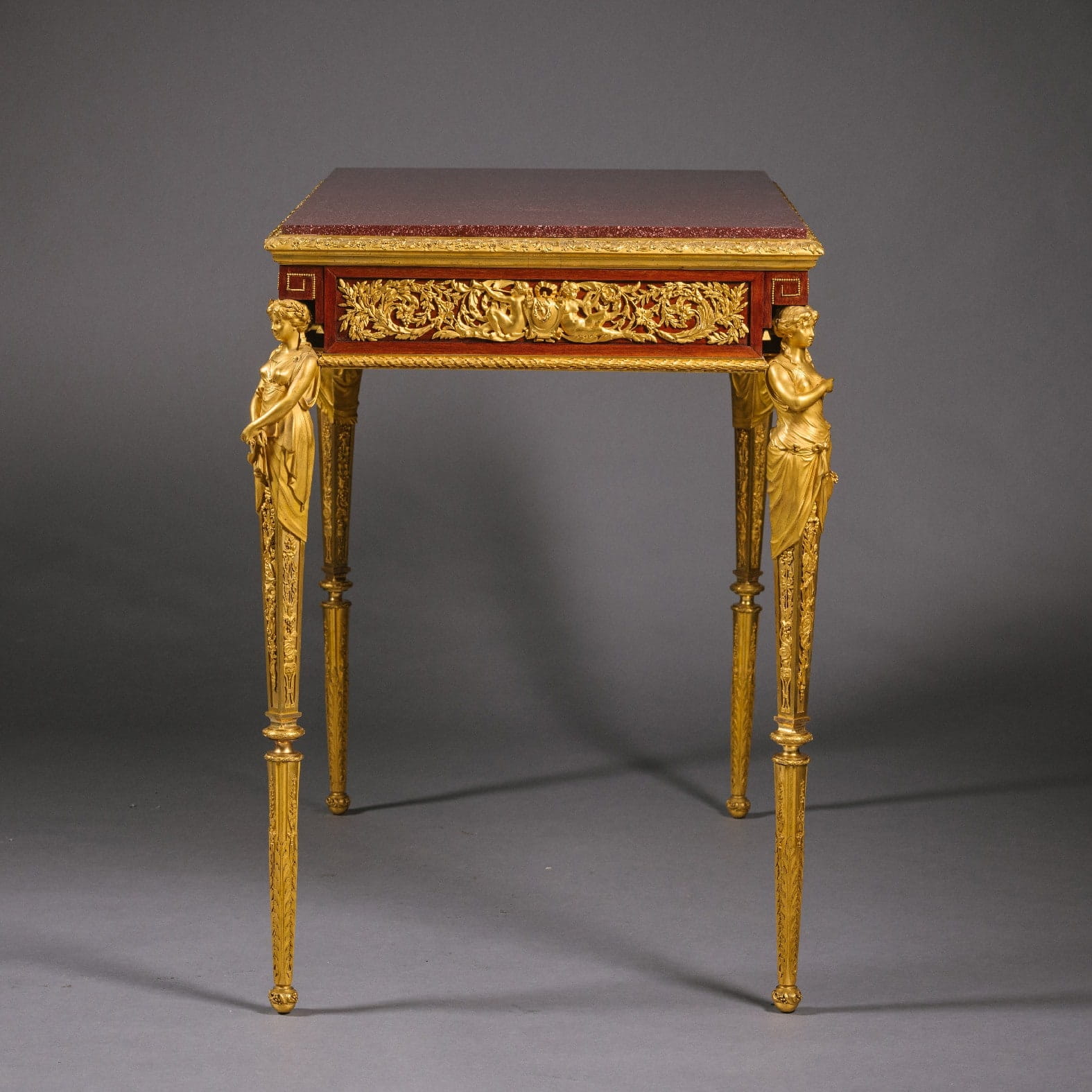 'Table des Arts' - An Important Gilt-Bronze, Mahogany And Porphyry Table - Image 8