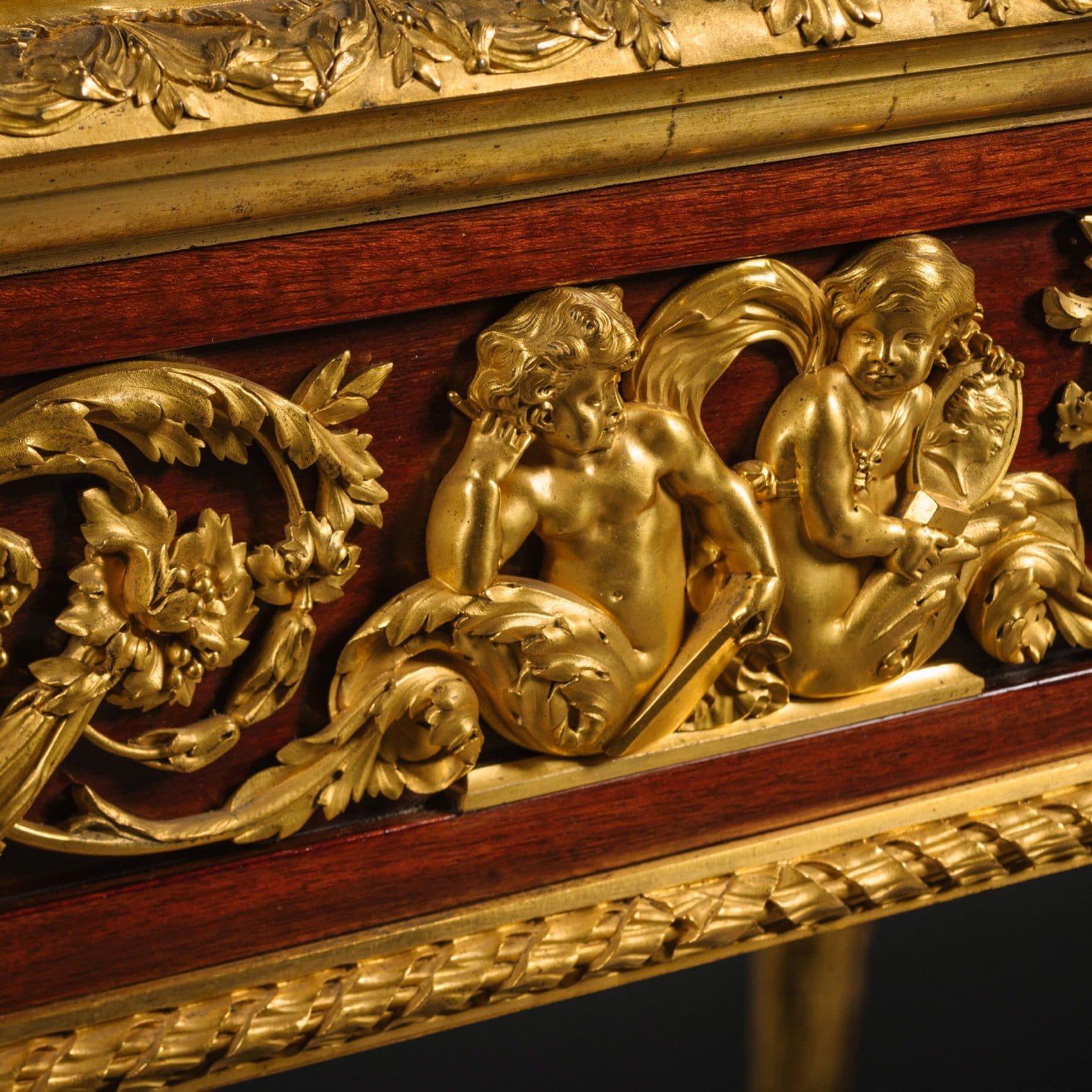 'Table des Arts' - An Important Gilt-Bronze, Mahogany And Porphyry Table - Image 14