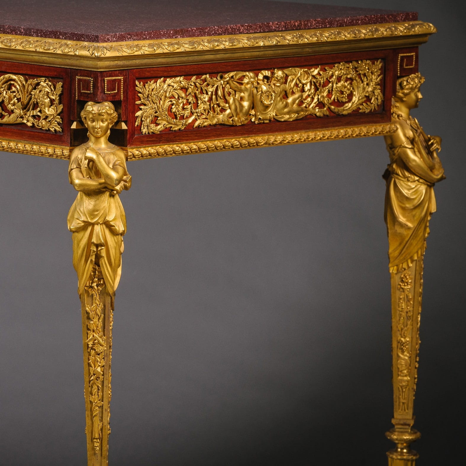 'Table des Arts' - An Important Gilt-Bronze, Mahogany And Porphyry Table - Image 19