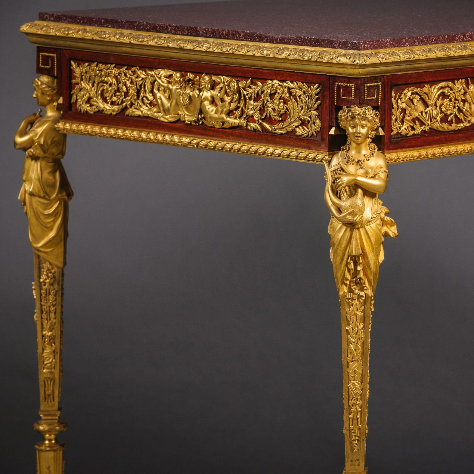 'Table des Arts' - An Important Gilt-Bronze, Mahogany And Porphyry Table - Image 18