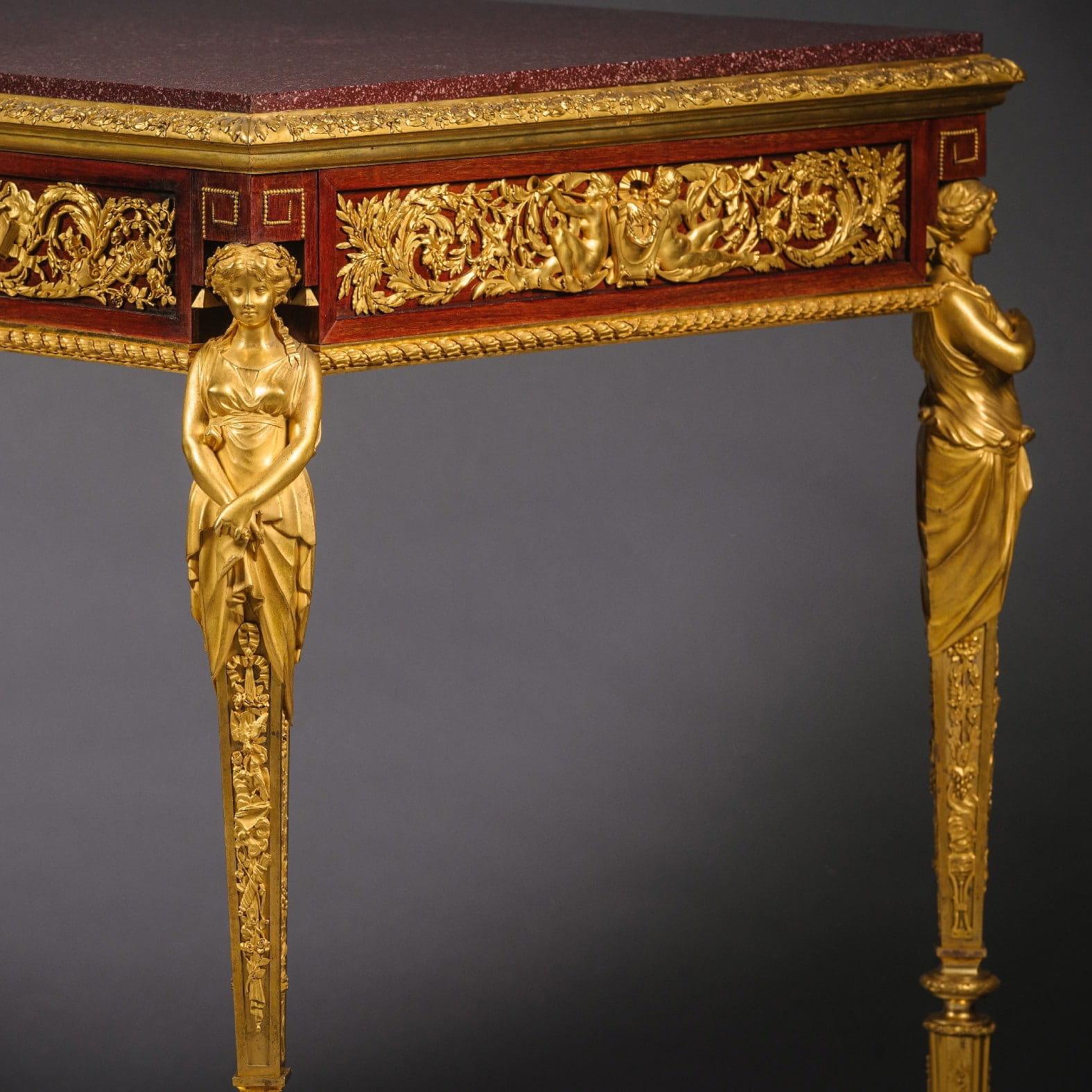 'Table des Arts' - An Important Gilt-Bronze, Mahogany And Porphyry Table - Image 17
