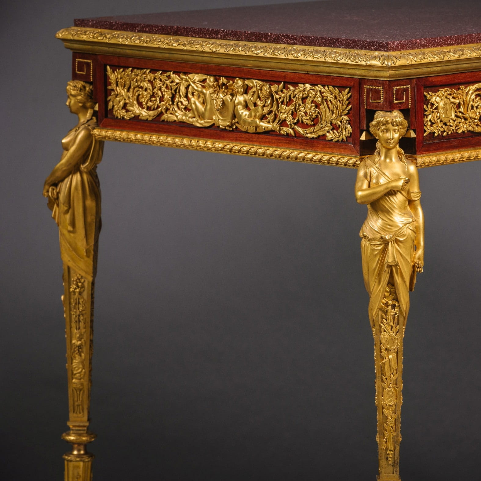 'Table des Arts' - An Important Gilt-Bronze, Mahogany And Porphyry Table - Image 16