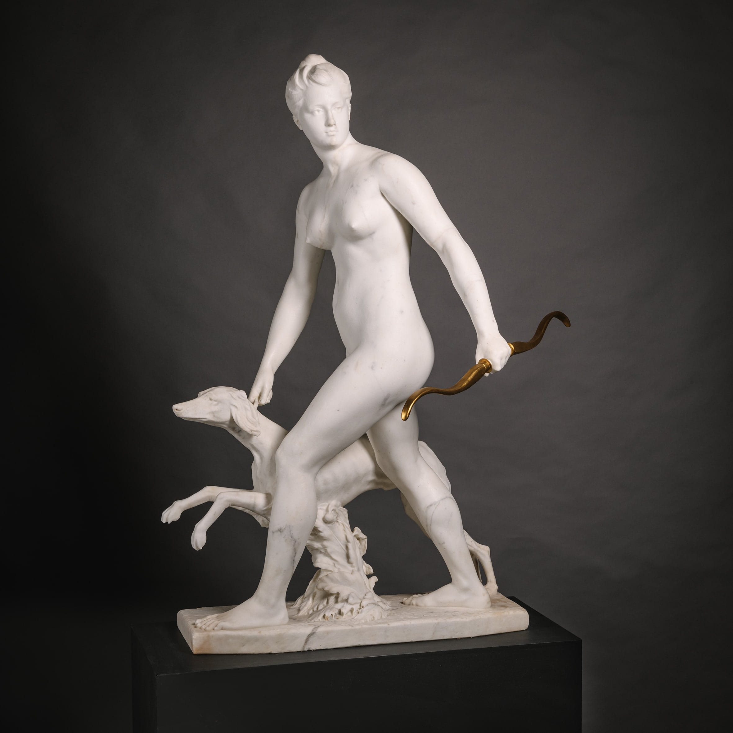 ‘Diana the Huntress’, A Near Lifesize Statuary Marble Group - Image 2