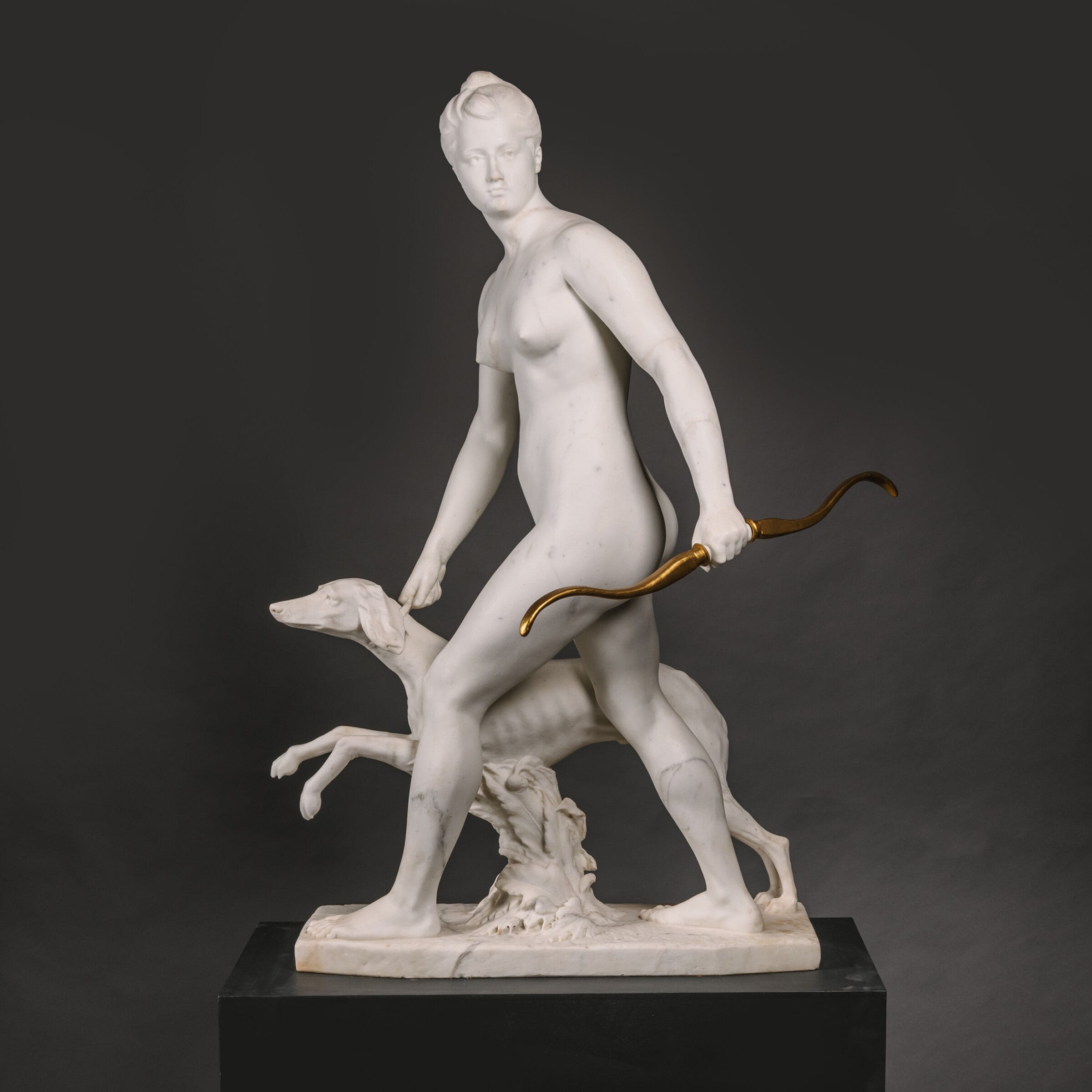 ‘Diana the Huntress’, A Near Lifesize Statuary Marble Group