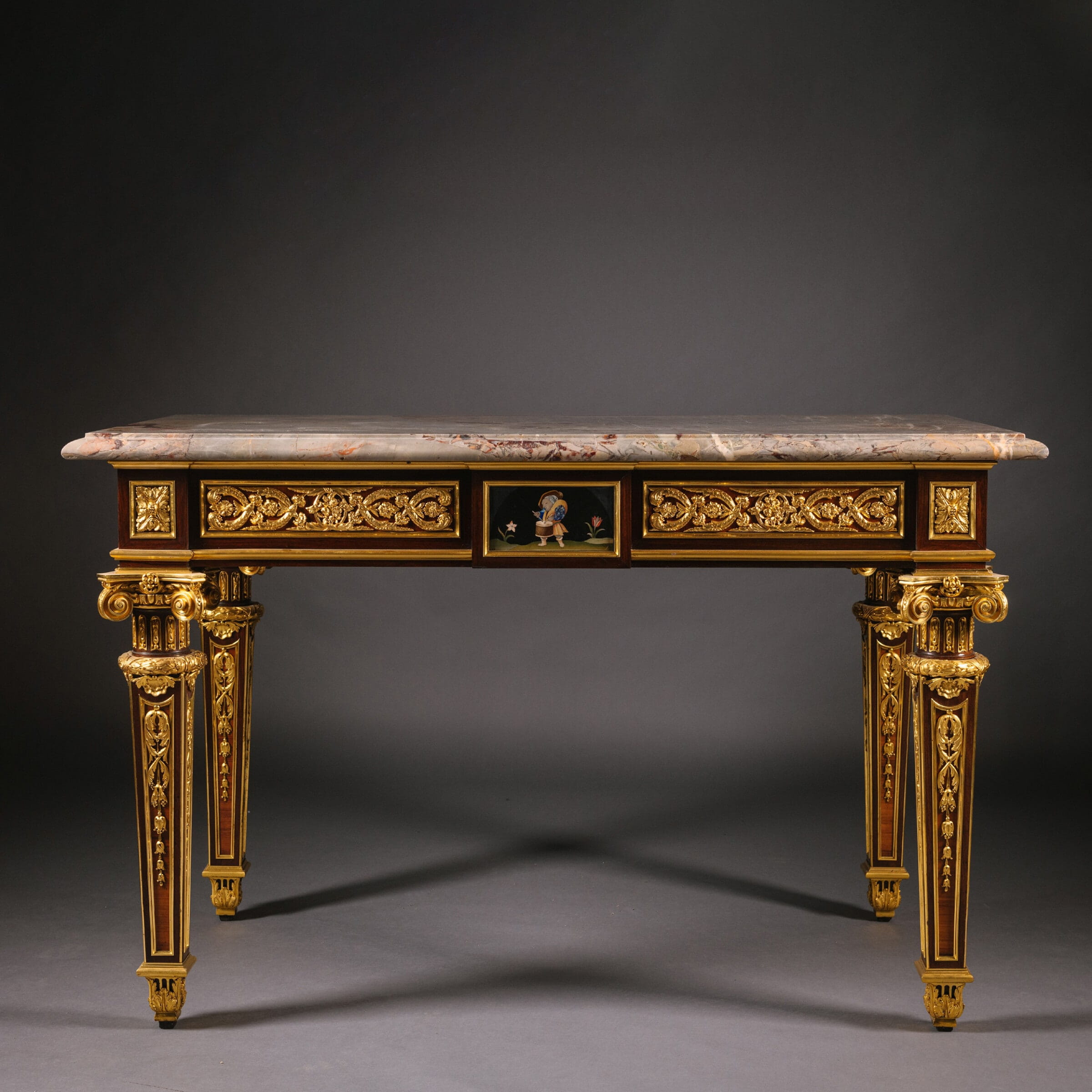 A Pair of Exceptional Gilt-Bronze, Pietre Dure Hardstone and Micromosaic Mounted Centre Tables - Image 4