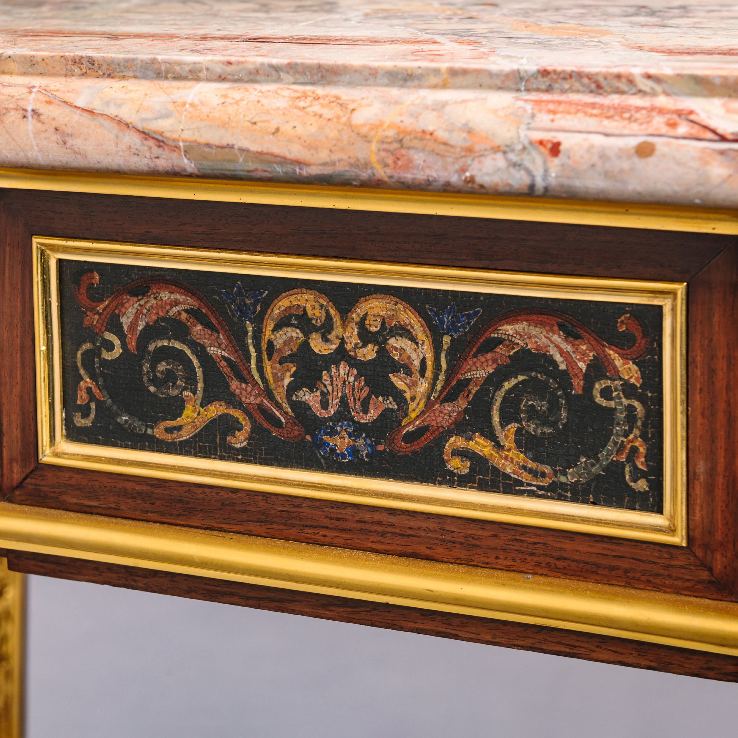 A Pair of Exceptional Gilt-Bronze, Pietre Dure Hardstone and Micromosaic Mounted Centre Tables - Image 11