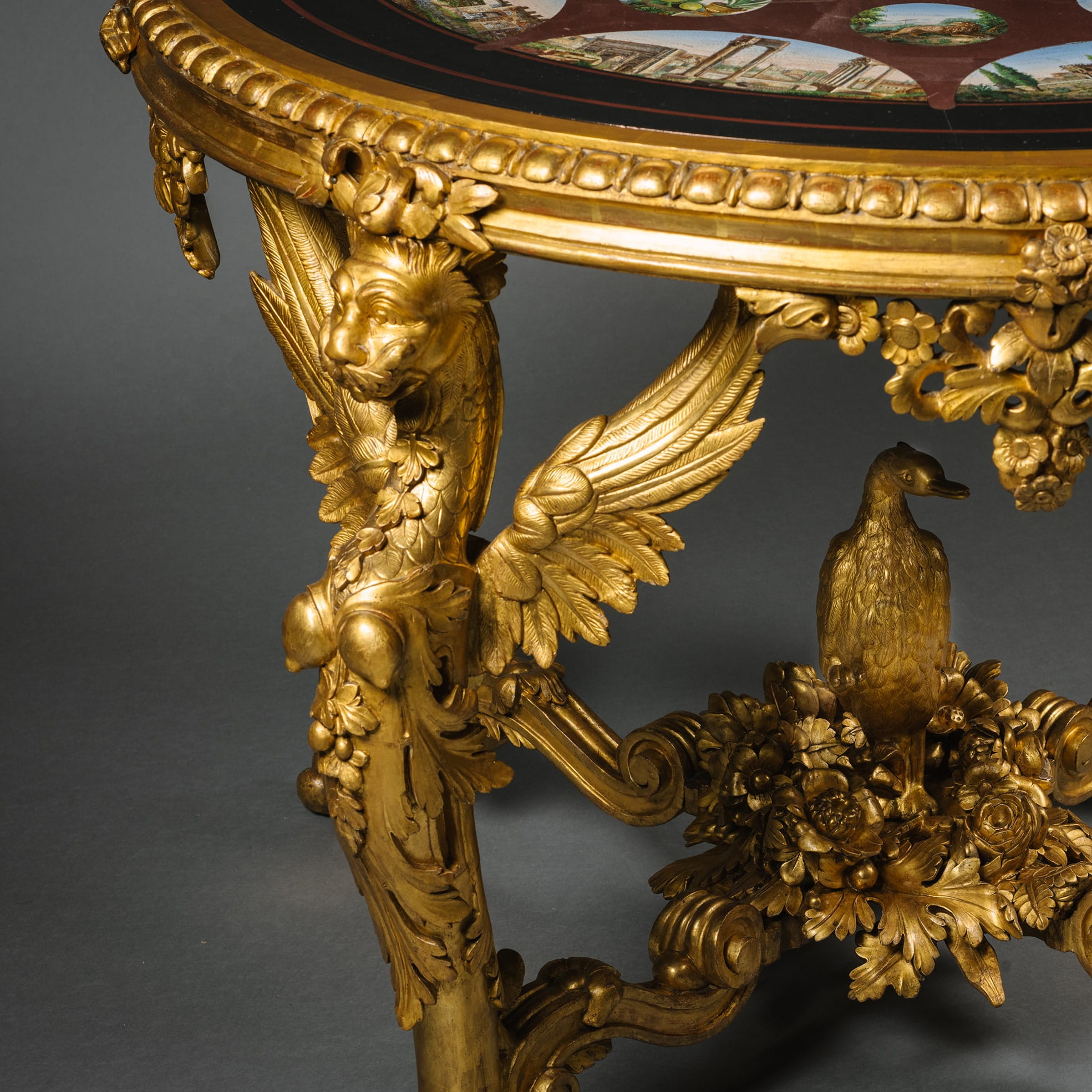 A Rare and Important Micromosaic Inlaid Marble and Giltwood Centre Table - Image 25