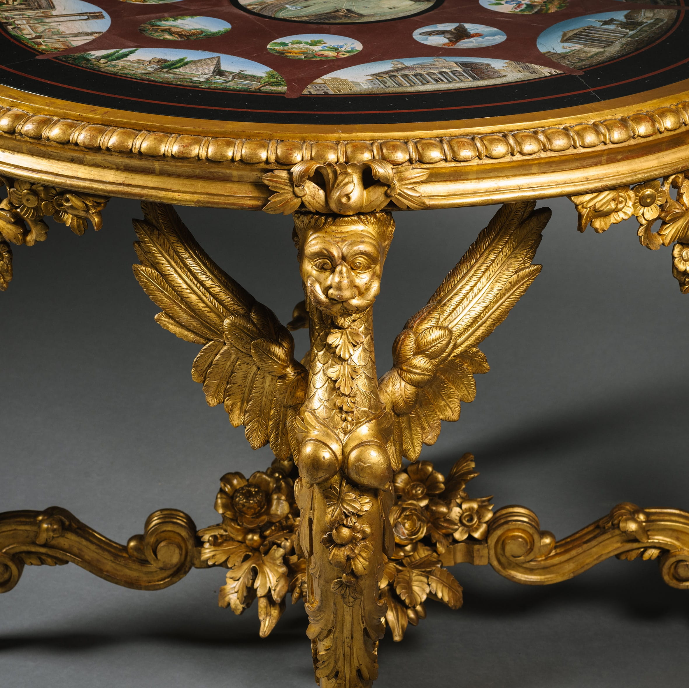 A Rare and Important Micromosaic Inlaid Marble and Giltwood Centre Table - Image 6