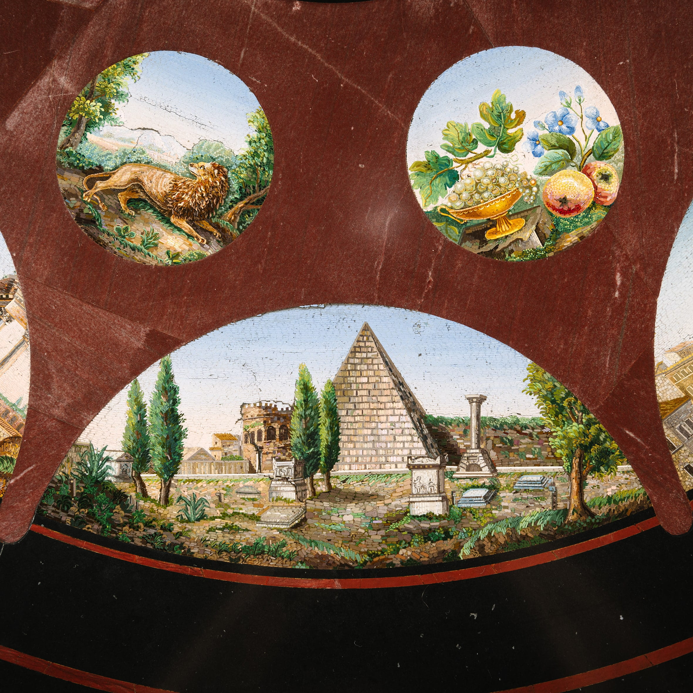 A Rare and Important Micromosaic Inlaid Marble and Giltwood Centre Table - Image 12