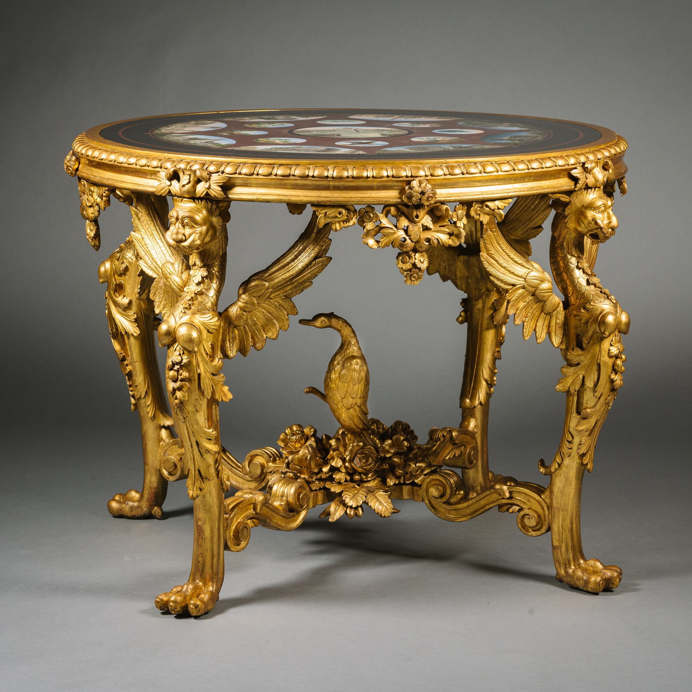 A Rare and Important Micromosaic Inlaid Marble and Giltwood Centre Table - Image 5