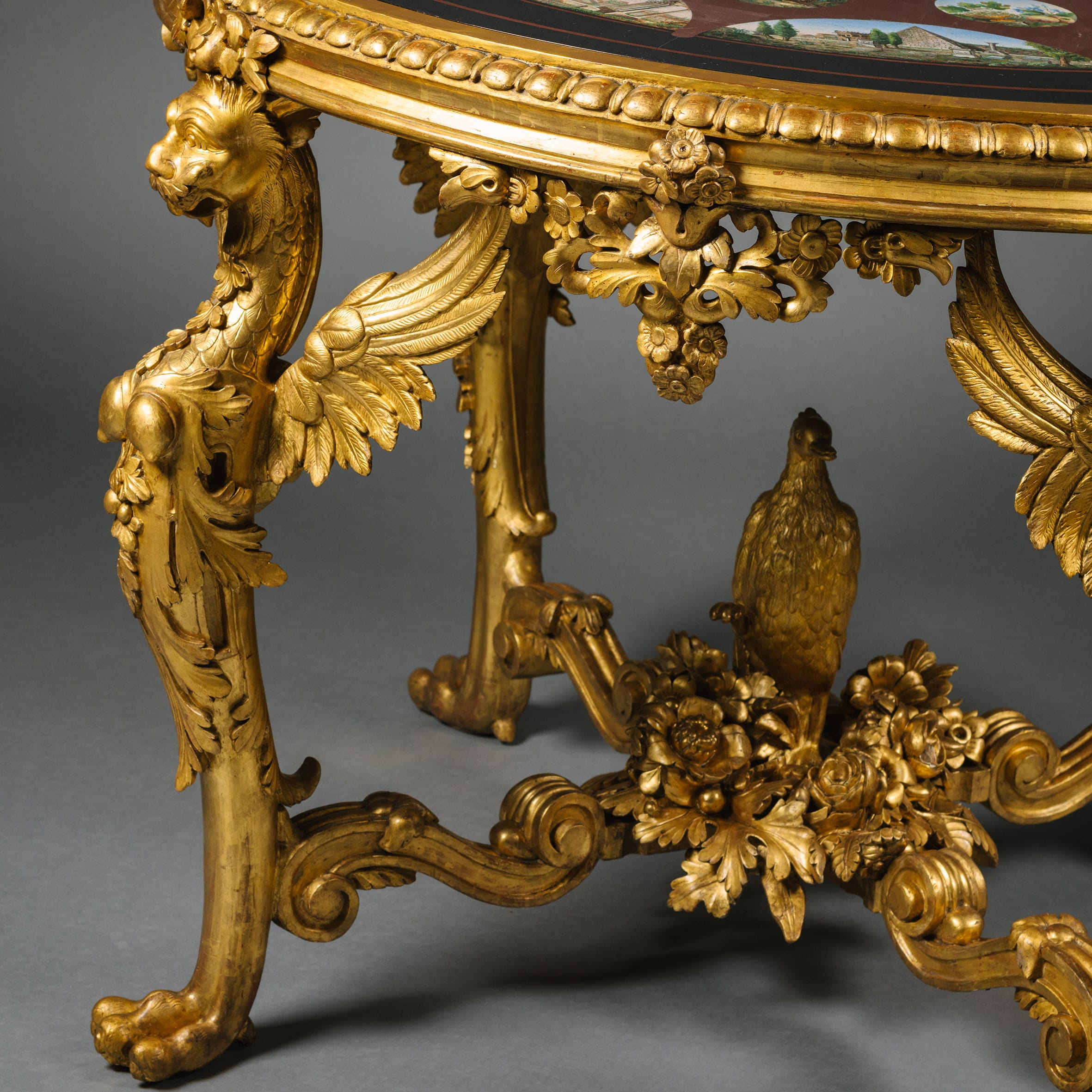 A Rare and Important Micromosaic Inlaid Marble and Giltwood Centre Table - Image 26