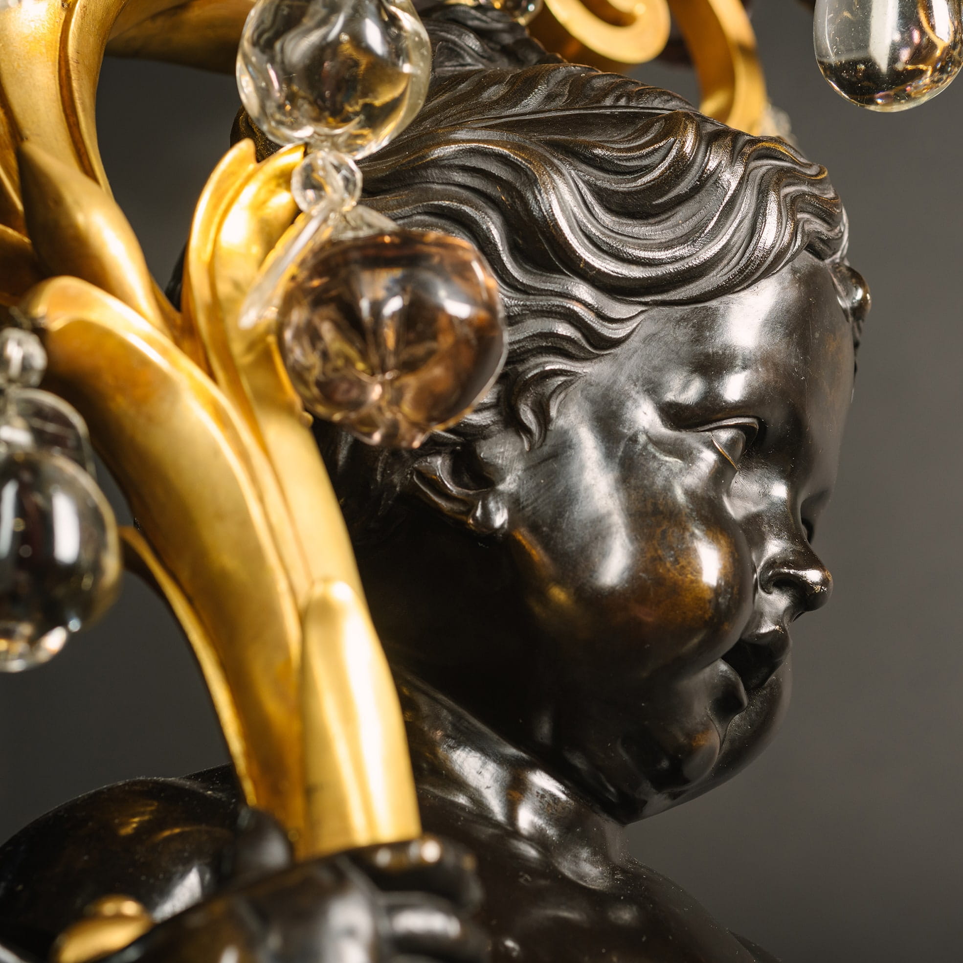A Pair of Palatial Patinated Bronze Figural Candelabra, On Green Marble Pedestals - Image 8