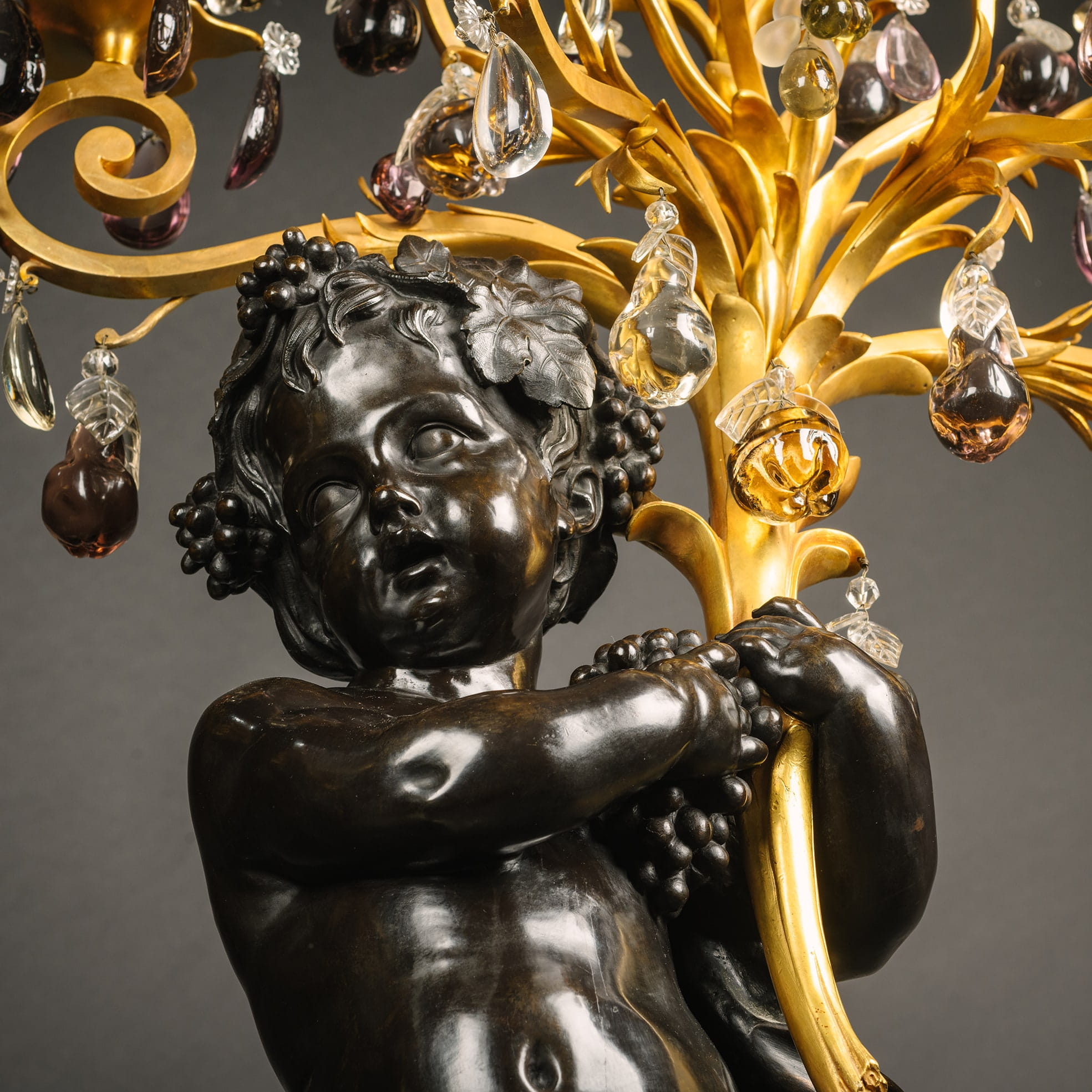 A Pair of Palatial Patinated Bronze Figural Candelabra, On Green Marble Pedestals - Image 5