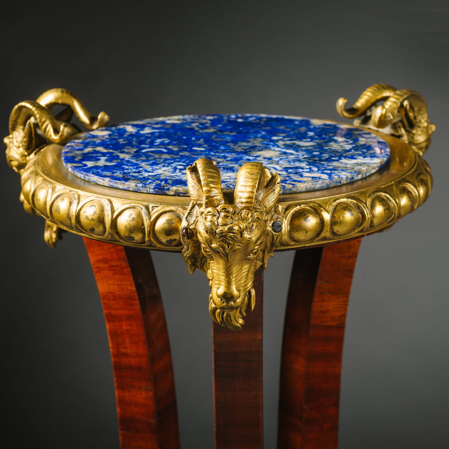 A Pair of Fine and Unusual Louis Philippe Period Gilt-Bronze, Mahogany and Lapis Lazuli Guéridons or Jardinière Stands - Image 4