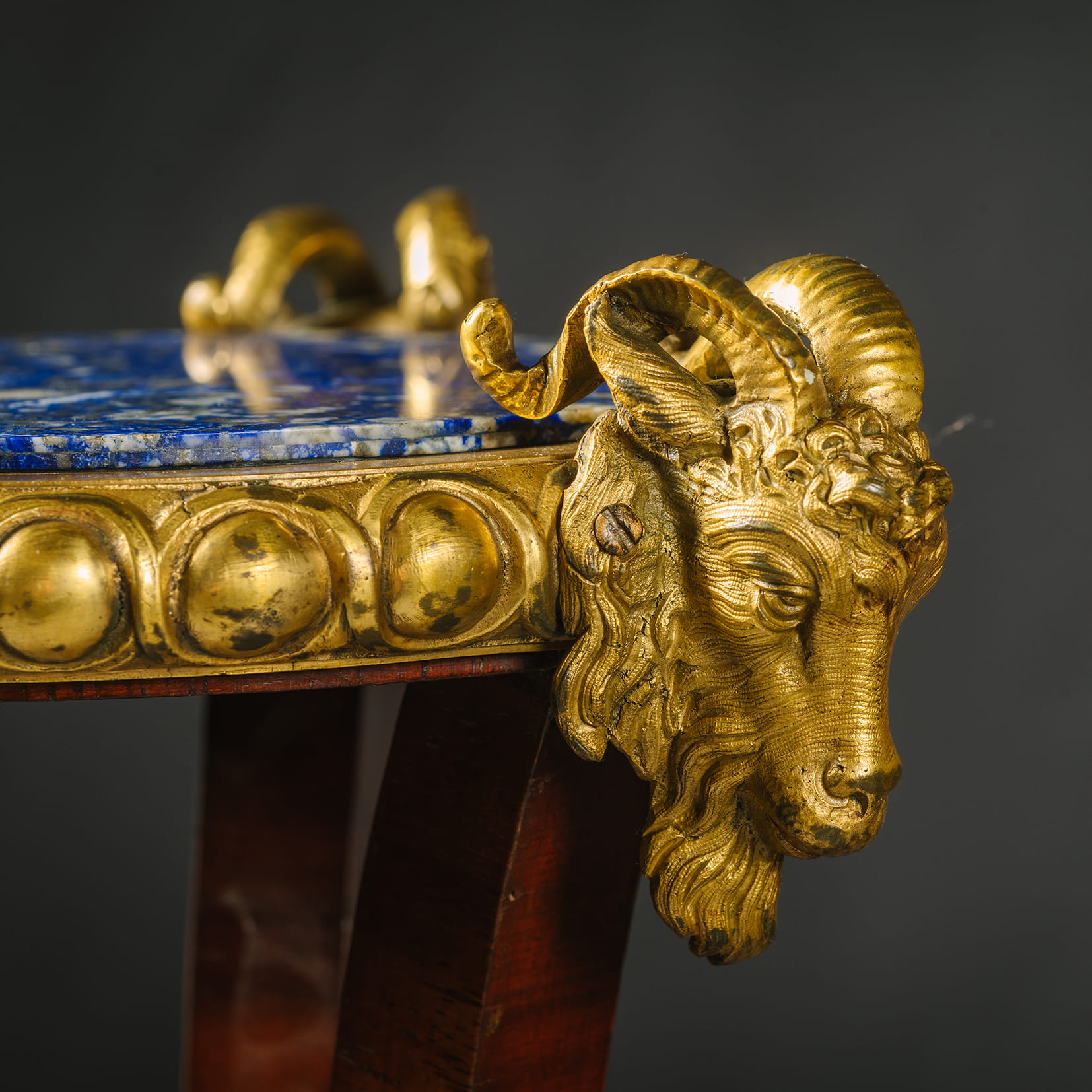 A Pair of Fine and Unusual Louis Philippe Period Gilt-Bronze, Mahogany and Lapis Lazuli Guéridons or Jardinière Stands - Image 6
