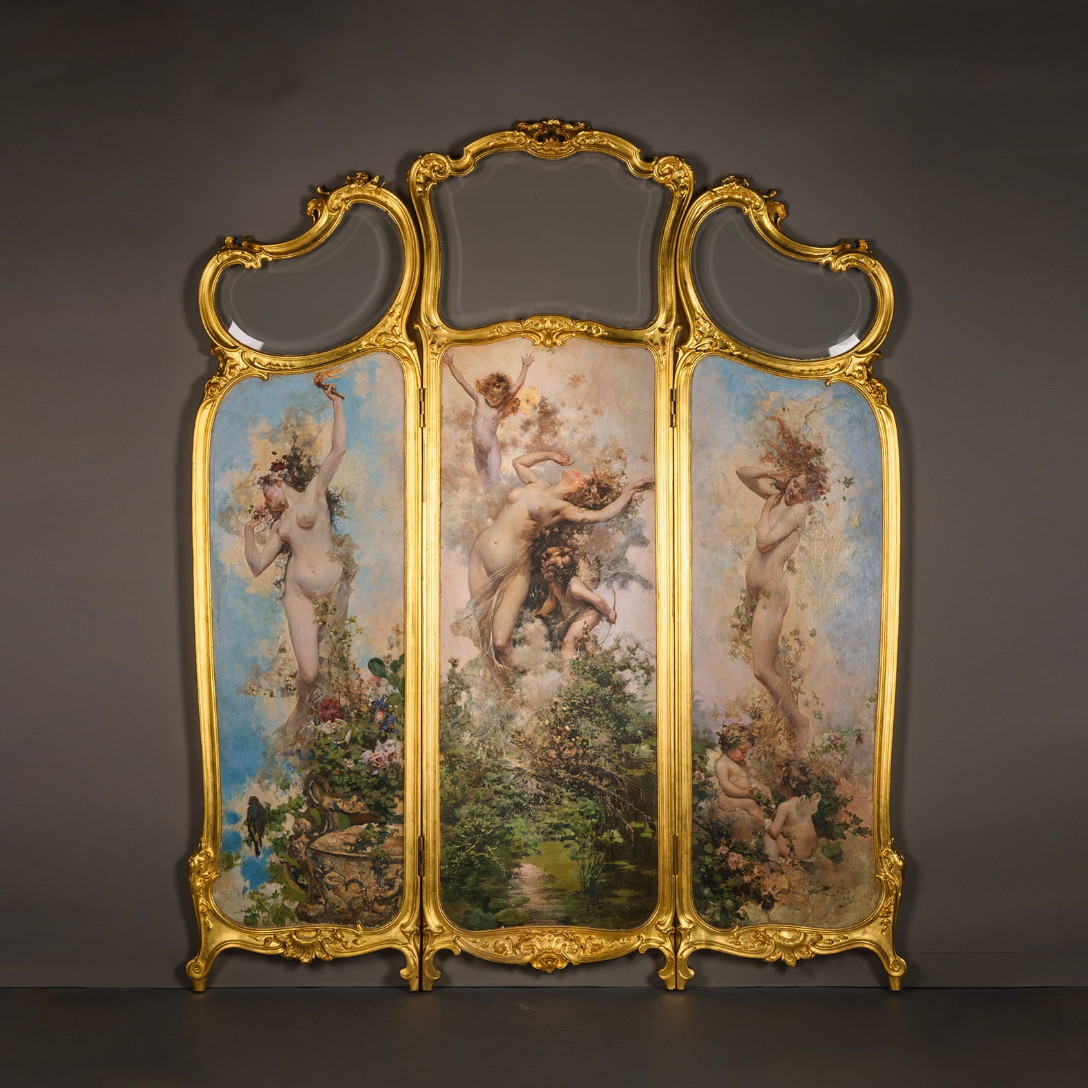 A Fine Louis XV Style Painted, Giltwood Three-Panelled Screen - Image 3