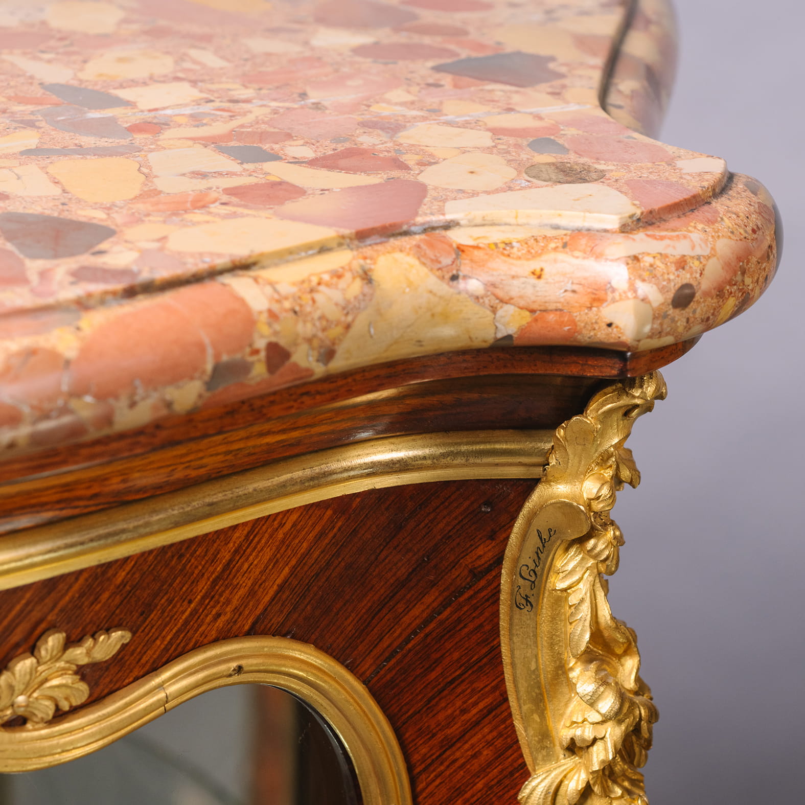 A Near Pair of Belle Epoque Gilt-Bronze Mounted Mahogany Vitrine Cabinets - Image 9