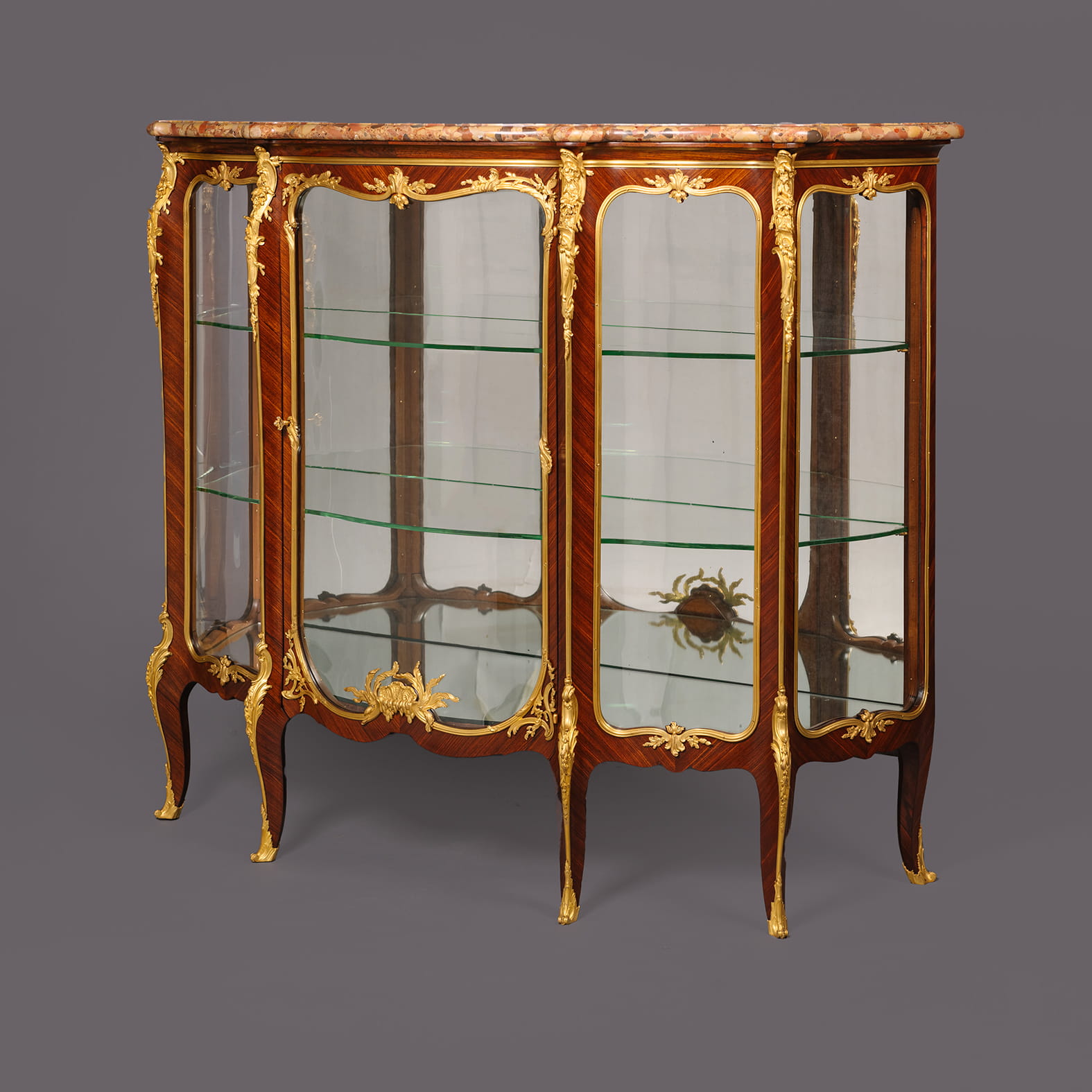 A Near Pair of Belle Epoque Gilt-Bronze Mounted Mahogany Vitrine Cabinets - Image 4