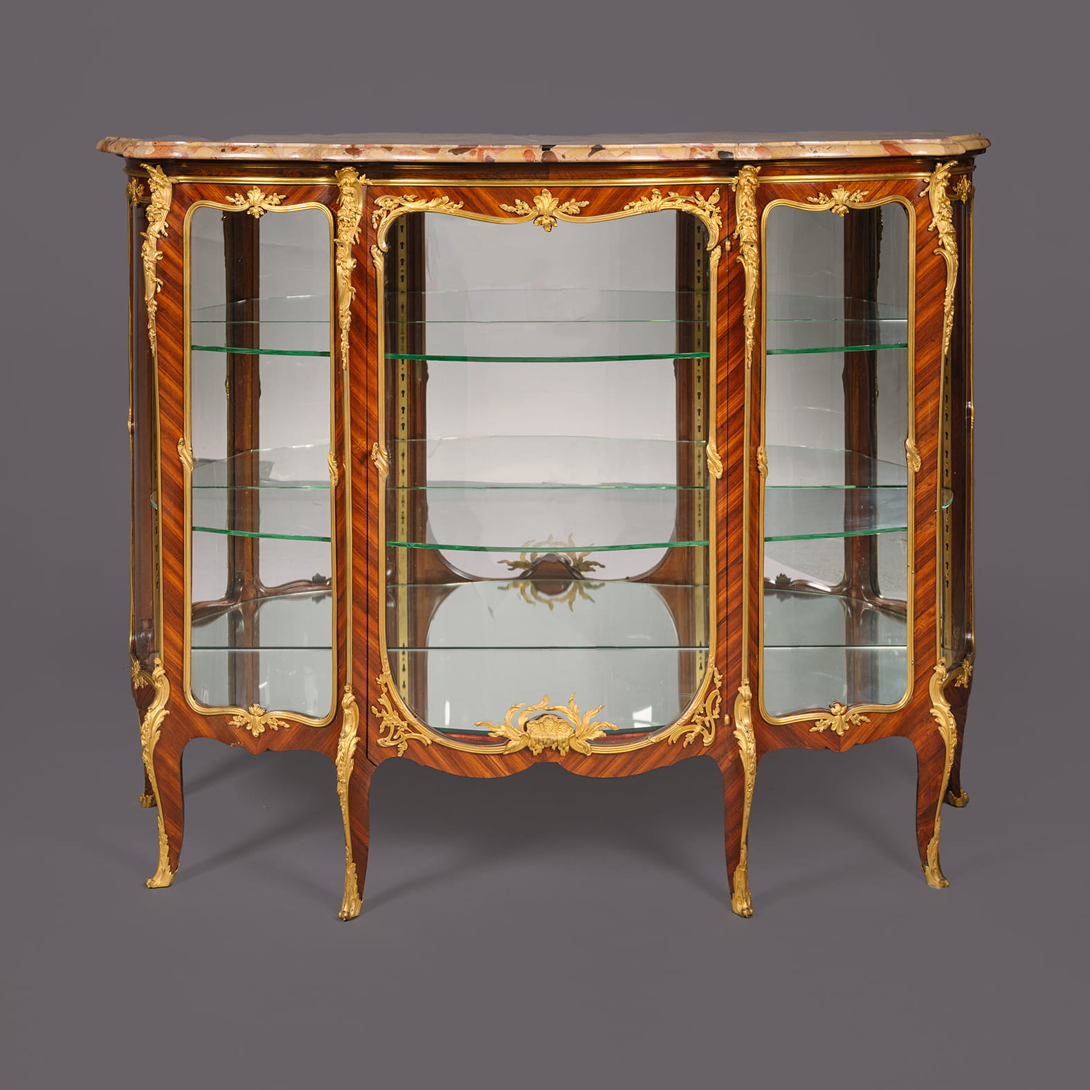 A Near Pair of Belle Epoque Gilt-Bronze Mounted Mahogany Vitrine Cabinets - Image 3