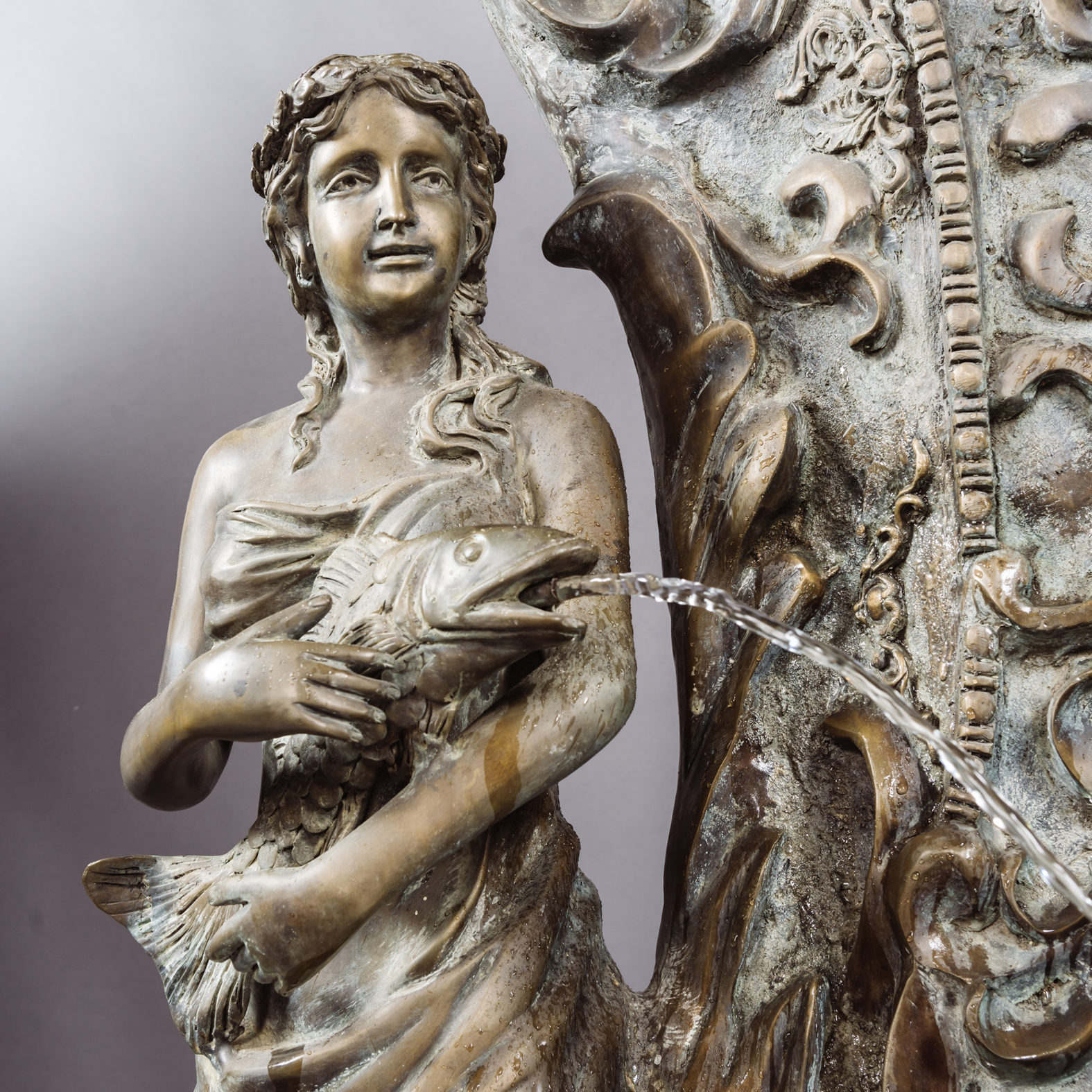 A Patinated Bronze Fountain Cast with the Mask of Poseidon and Attendant Nereids - Image 6