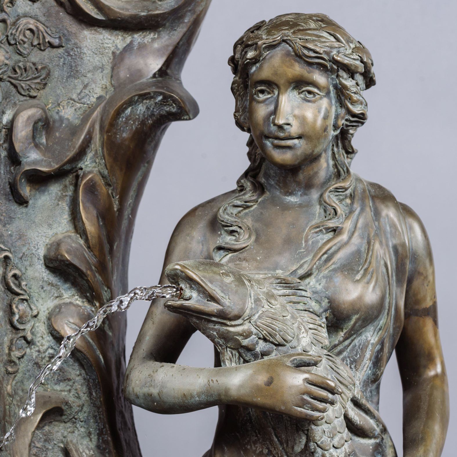 A Patinated Bronze Fountain Cast with the Mask of Poseidon and Attendant Nereids - Image 5