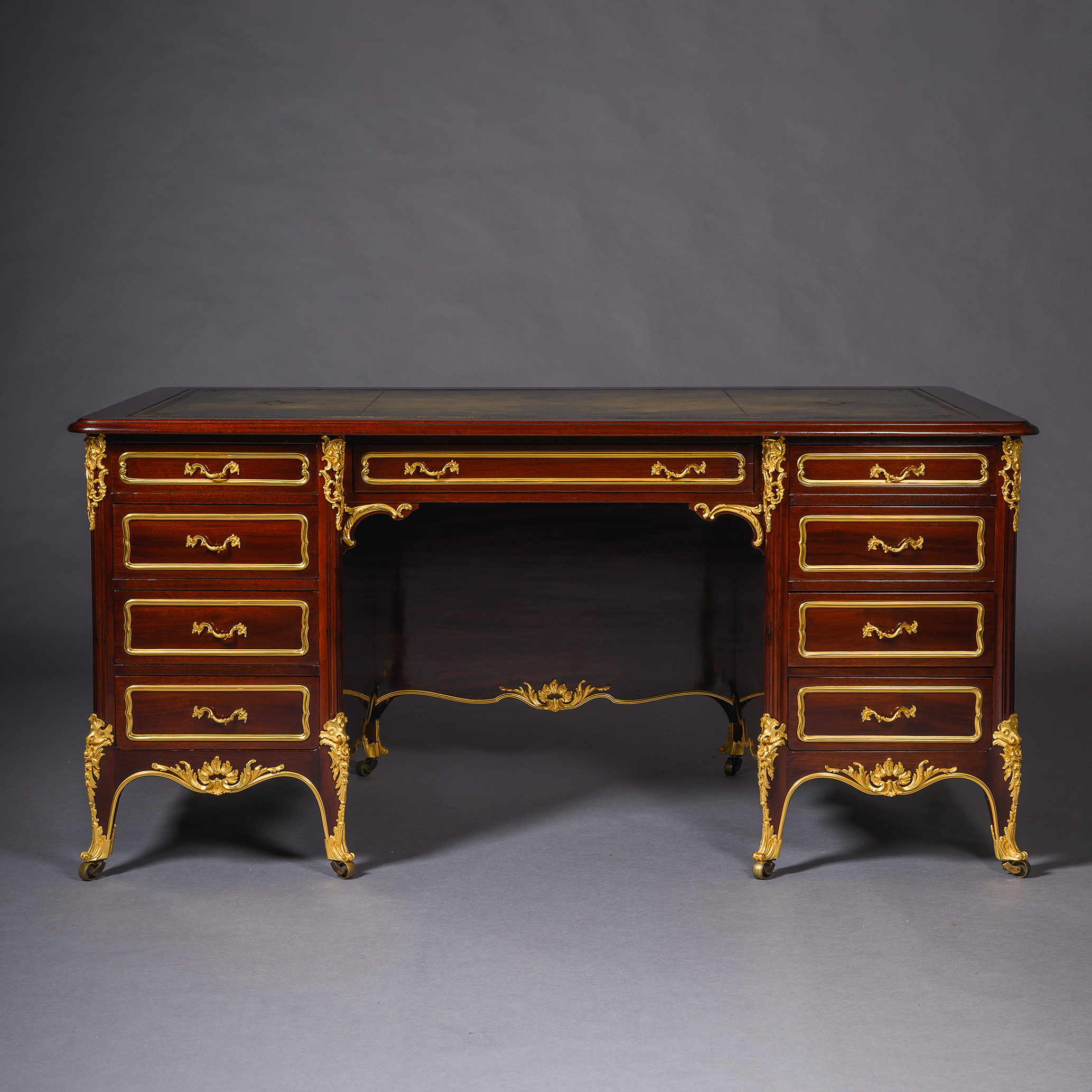 Antique French desk with recessed kneehole