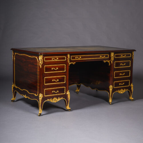 Antique French mahogany pedestal desk by Maison Beurdeley Paris