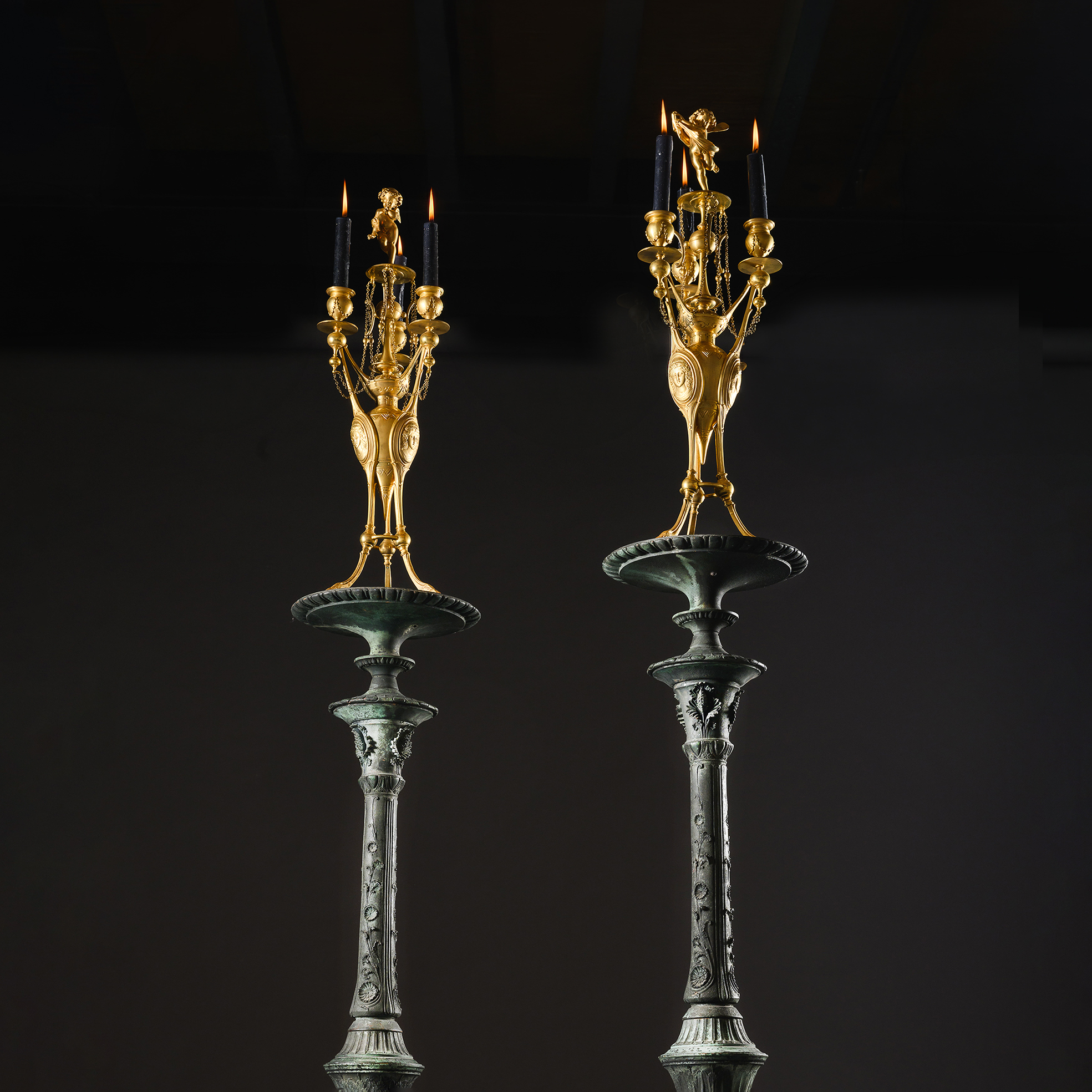 Neo-Grec style torchères inspired by Maison Pompéienne interiors