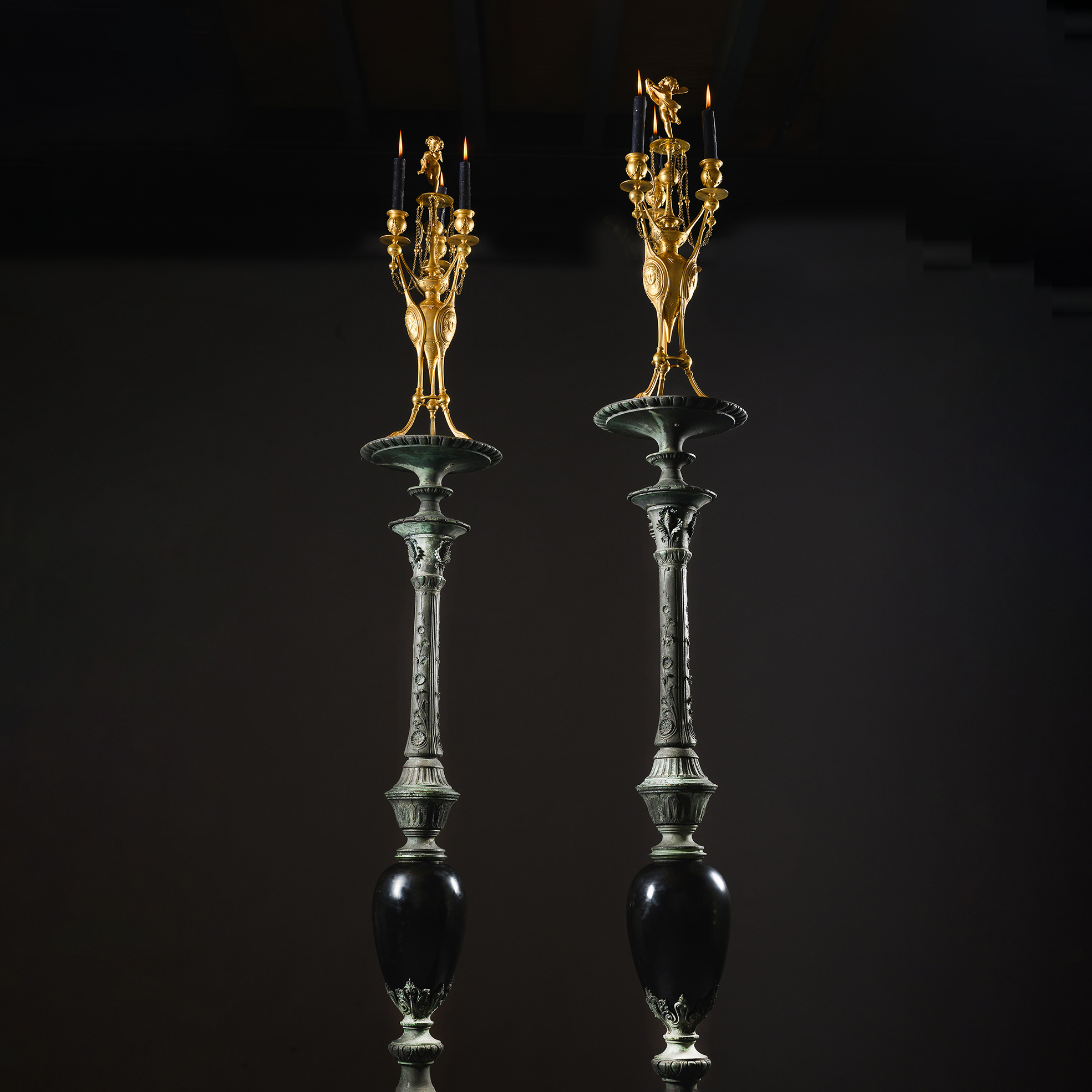 Antique Napoleon III lighting stands for candelabra
