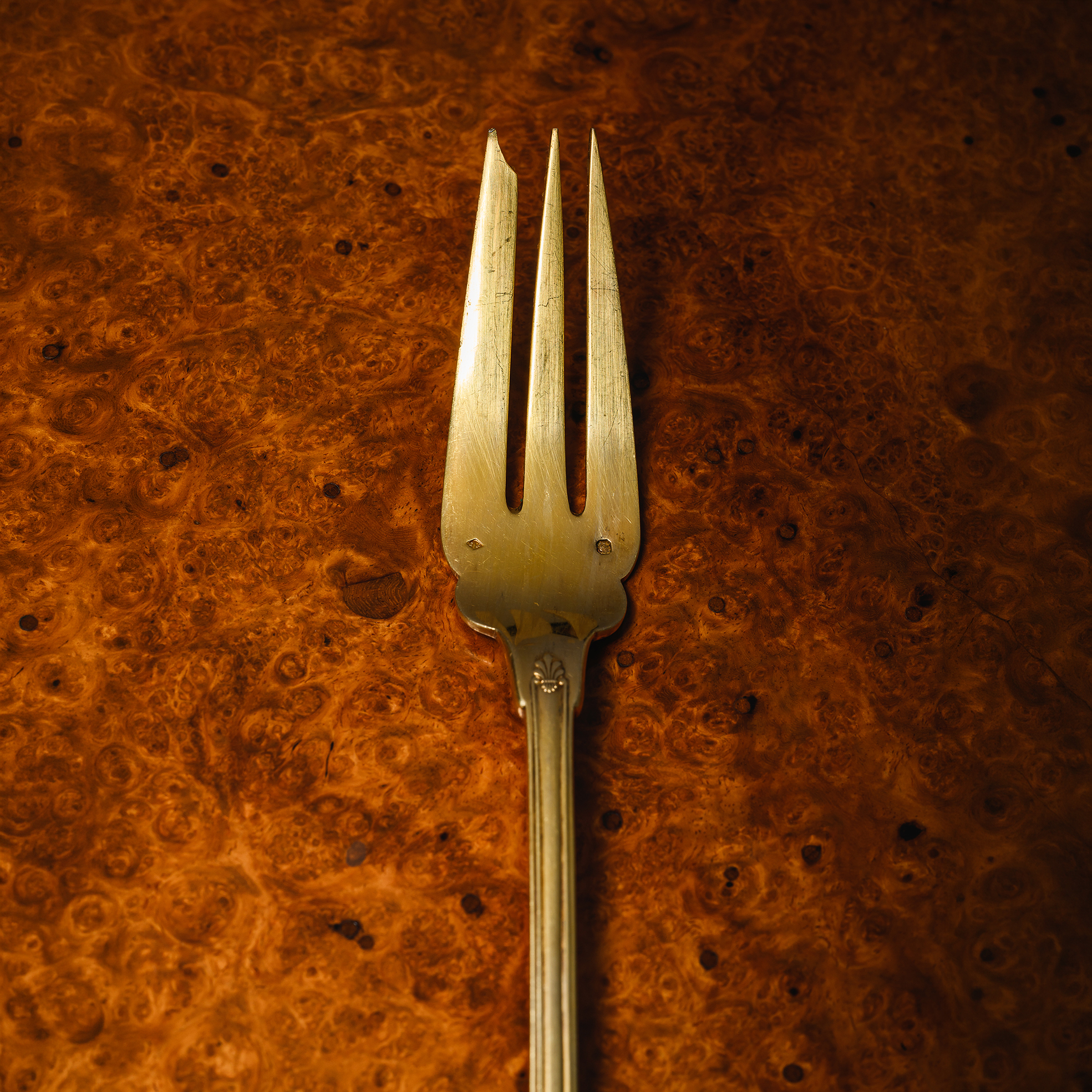 Detail of a Neoclassical French Silver Fork by Puiforcat