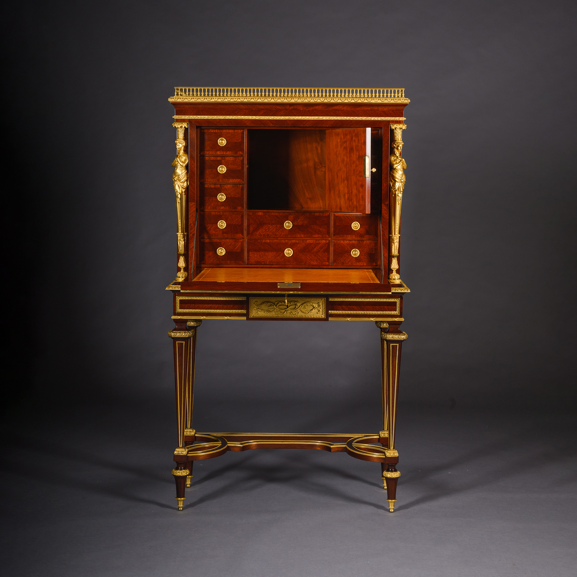 A Louis XVI Style Gilt-Bronze and Vernis Martin Mounted Secretaire Cabinet - Image 4