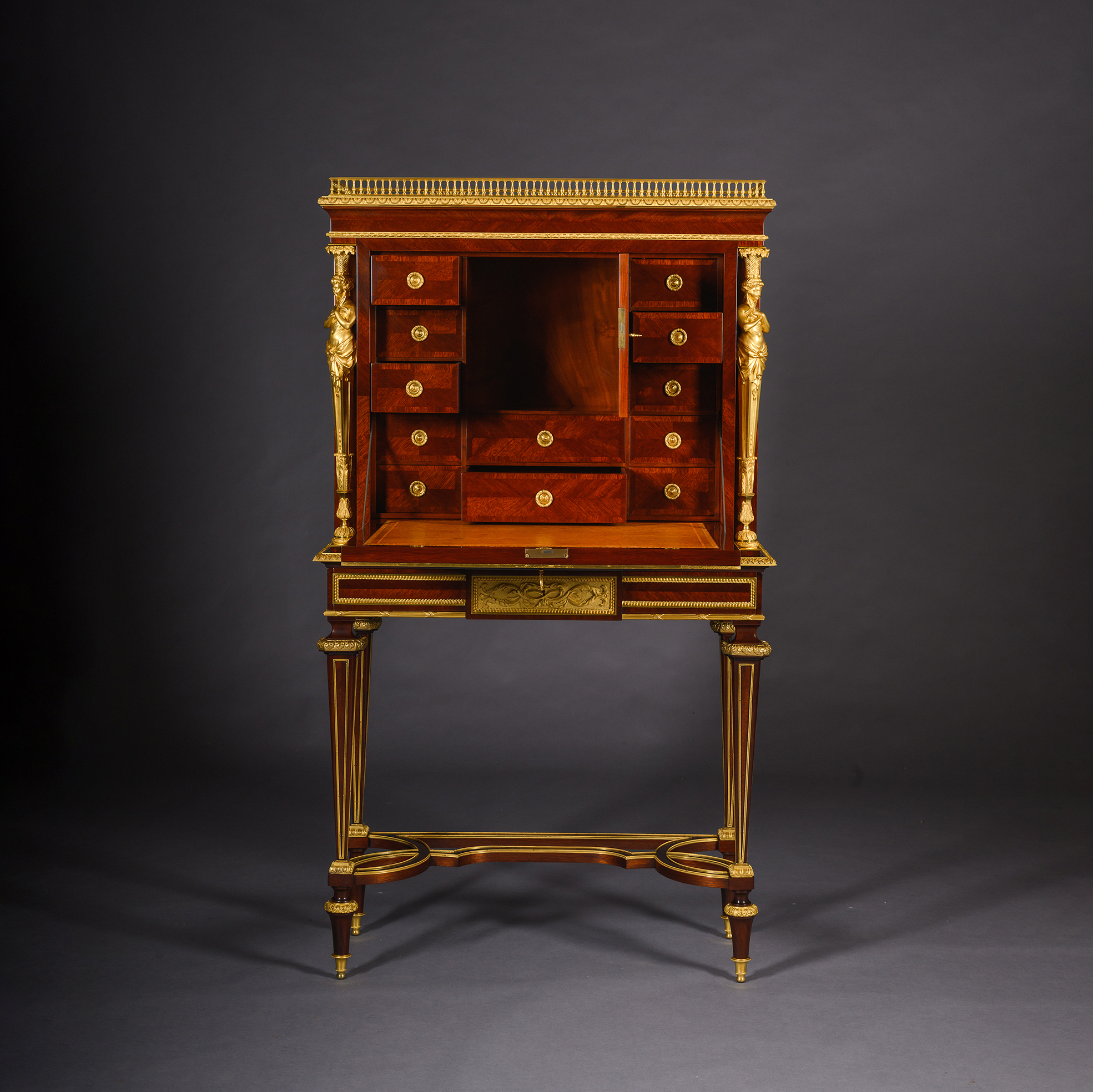 A Louis XVI Style Gilt-Bronze and Vernis Martin Mounted Secretaire Cabinet - Image 5