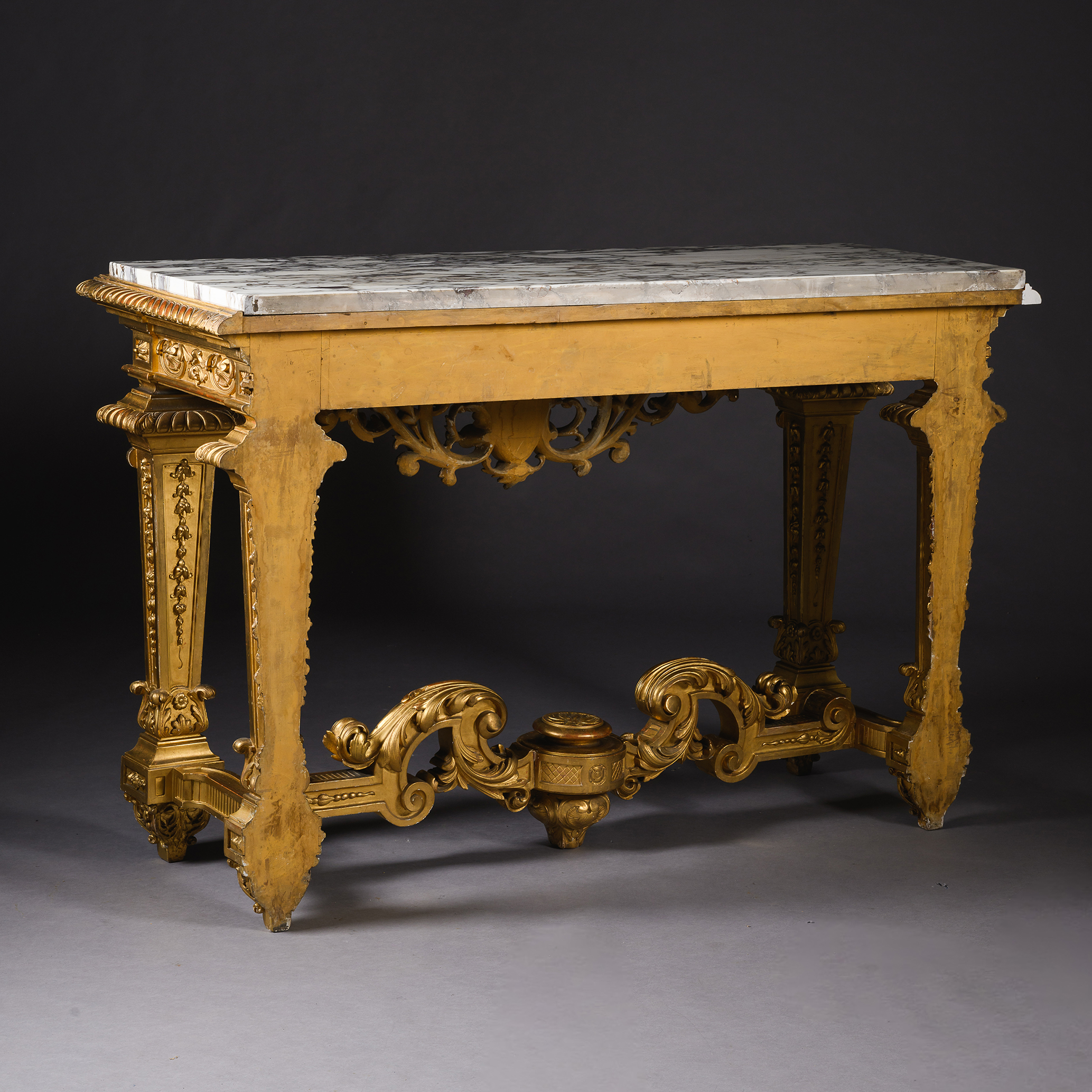 Rear view of the Louis XIV style console table.