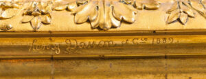 Henry Dasson et Cie etched signature on gilt-bronze furniture mount