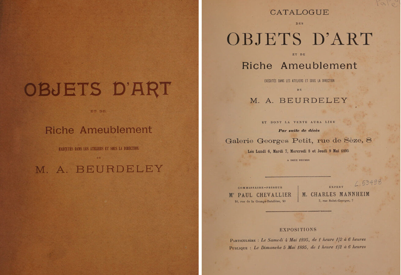 The Beurdeley Auction Catalogue - Galerie Georges Petit 1895.