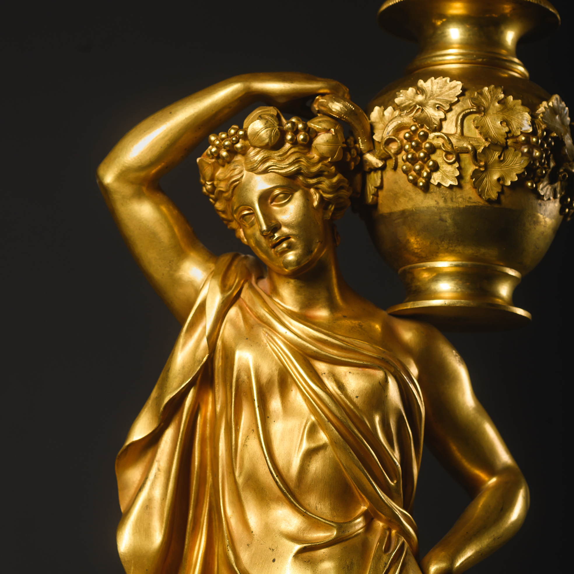 A Pair of Large Charles X Period Gilt-Bronze Figural Six-Light Candelabra - Image 3
