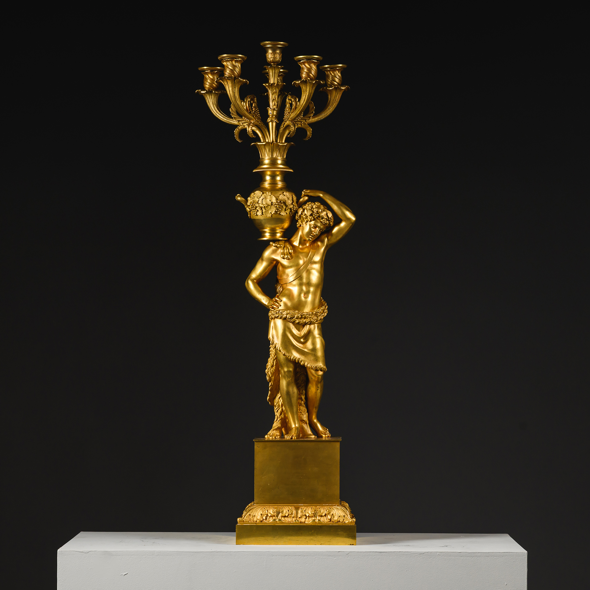 six-light gilt-bronze candelabrum