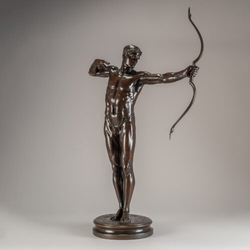 Sir William Hamo Thornycroft, patinated bronze statue of Teucer, numbered 13 of an edition of 25, circa 1900.