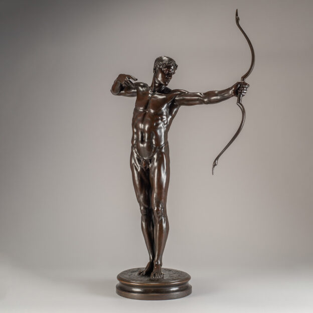 Sir William Hamo Thornycroft, patinated bronze statue of Teucer, numbered 13 of an edition of 25, circa 1900.