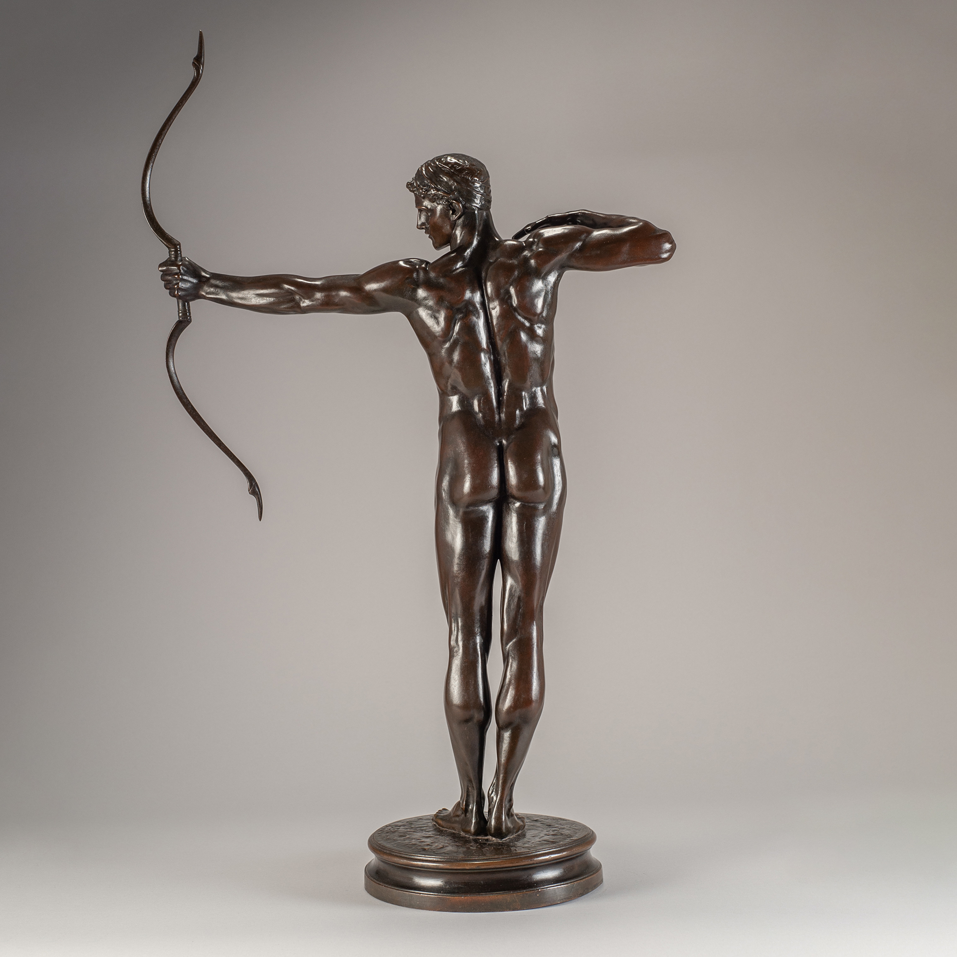 Back view of Hamo Thornycroft’s bronze sculpture Teucer